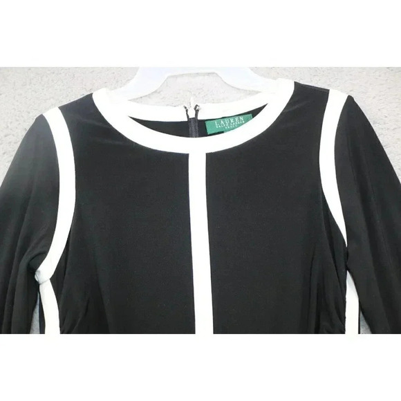 Lauren Ralph Lauren Women's Dress-Size 2-Black and White-Ruched - Picture 4 of 6